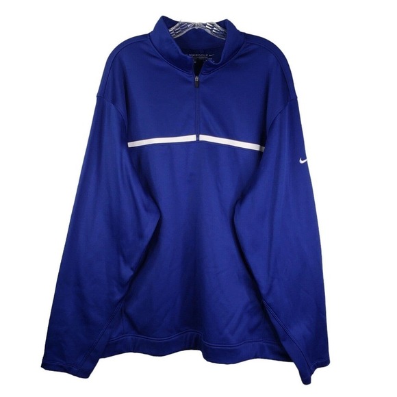 Nike Golf Pullover Mens Big 2XL XXL Blue Fleece Long Sleeve 1/4 Quarter Zip - Picture 2 of 9
